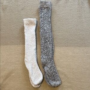 Cozy Knit Socks Set - Gray and Cream